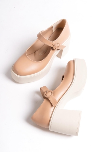 BİZA Ten Mat Kalın Platform Topuklu Mary Jane Günlük Ayakkabı - Modabuymus