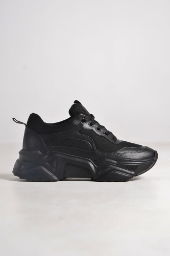 Fashi Siyah Fileli Sneaker Günlük Spor Ayakkabı - Modabuymus (1)