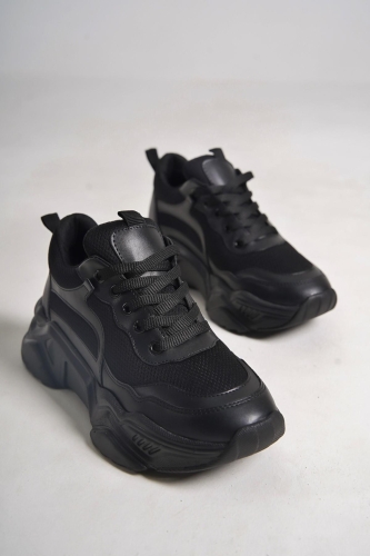 Fashi Siyah Fileli Sneaker Günlük Spor Ayakkabı - 4