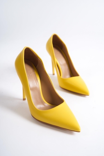 Lapita Sarı İnce Yüksek Topuklu Stiletto - 4