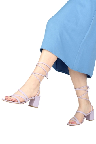 Lila Günlük Topuklu Sandalet Ayakkabı - FASCINATION - Modabuymus