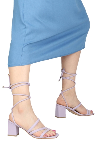 Lila Günlük Topuklu Sandalet Ayakkabı - FASCINATION - Modabuymus (1)