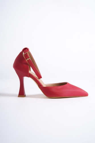 Lopez Kırmızı Saten Stiletto Kadeh Topuklu Ayakkabı - Modabuymus (1)