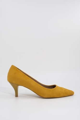 Kadın Hardal Sarısı Süet Stiletto Topuklu Ayakkabı - Candy - Modabuymus (1)