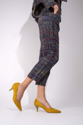 Kadın Hardal Sarısı Süet Stiletto Topuklu Ayakkabı - Candy - 3