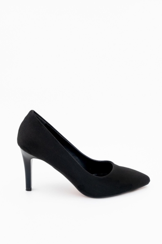 Siyah Süet Stiletto Topuklu Kadın Ayakkabı - Anger - 2