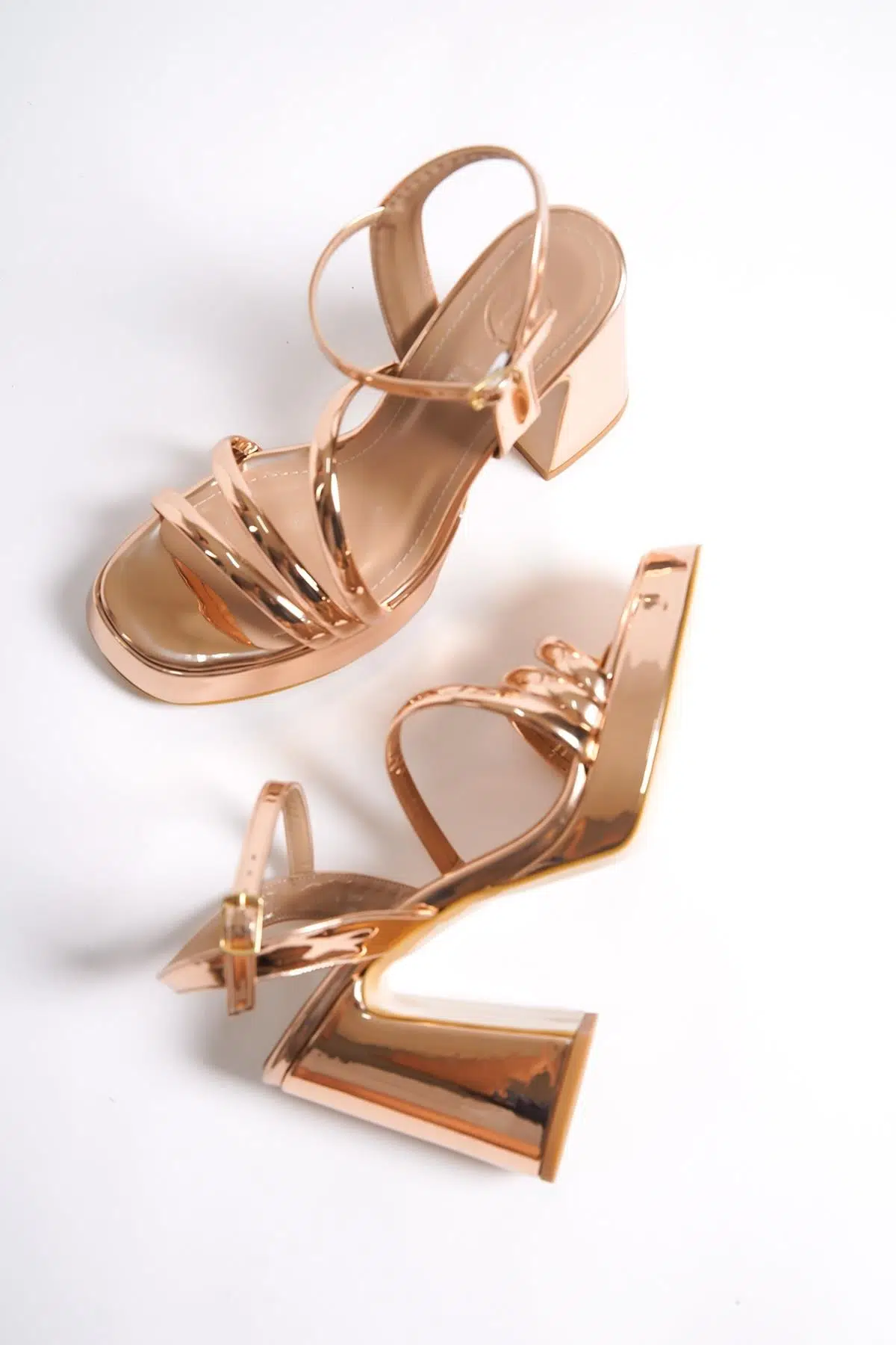 İbiza Rose Bakır Ayna Platform Topuklu Abiye Ayakkabı