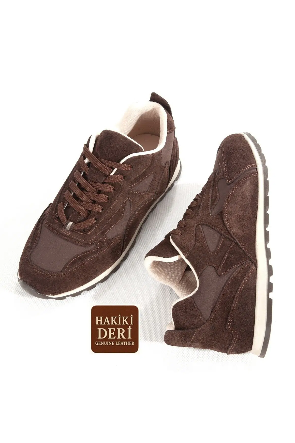 Koyu Kahve Rengi Hakiki Süet Deri Sneaker Casual Kadın Spor Ayakkabı Tukatela