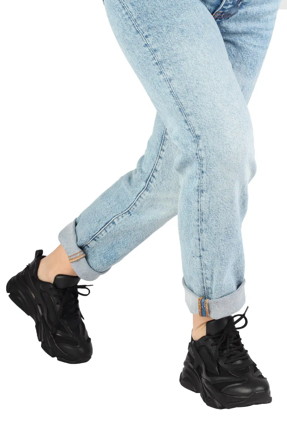 Siyah Kalın Tabanlı Sneaker Günlük Spor Ayakkabı - Mashi