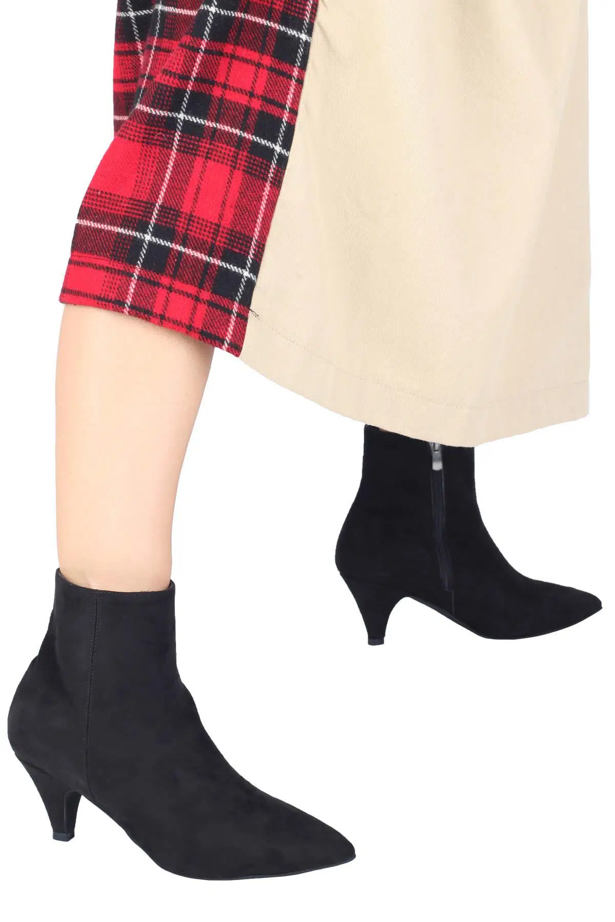 Siyah Süet Kısa Topuklu Günlük Bot - Palm