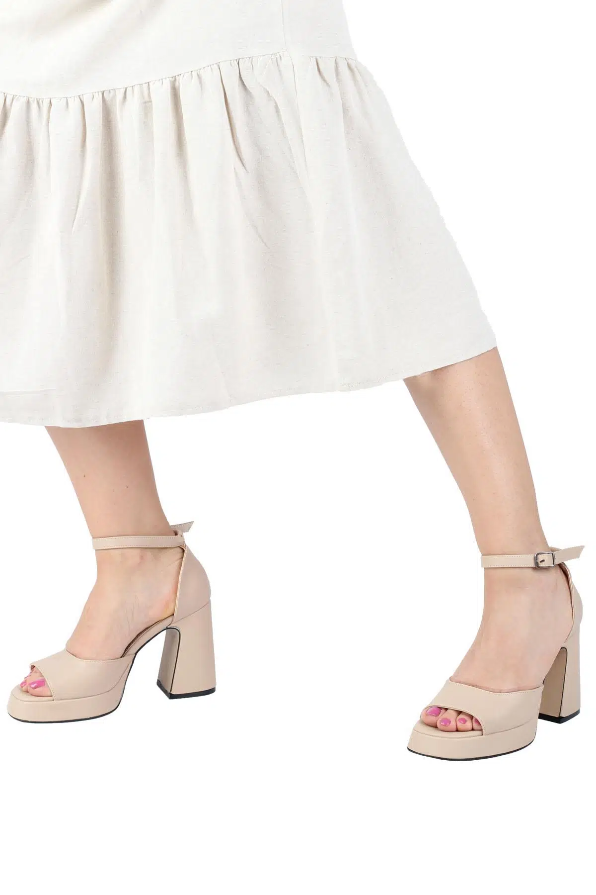 Ten Kalın Platform Topuklu Ayakkabı - Pine