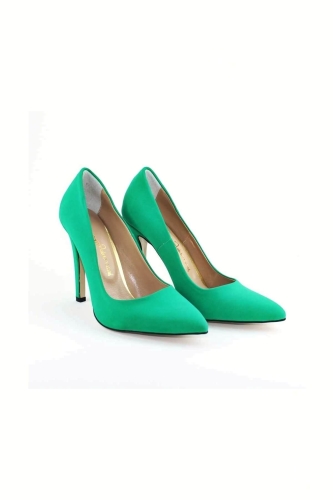 Yeşil Nubuk Stiletto Topuklu Kadın Ayakkabı - Modabuymus